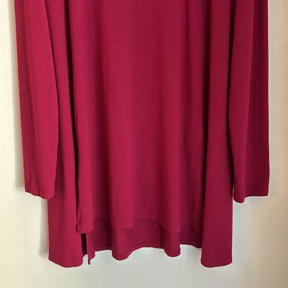 Eileen Fisher women Crew neck tunic long sleeve red maroon deep red size Med EUC - Picture 3 of 9